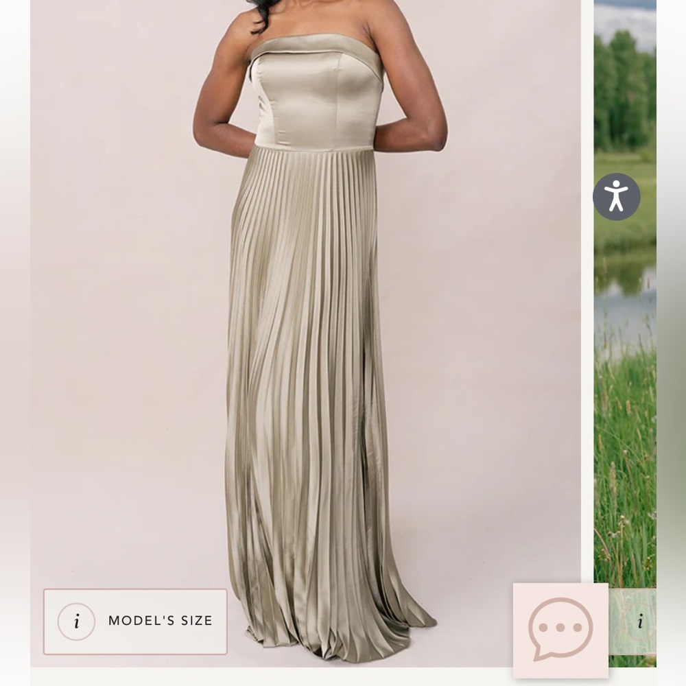 Revelry Silver Sage Saylor Pleated Bridesmaid Dress